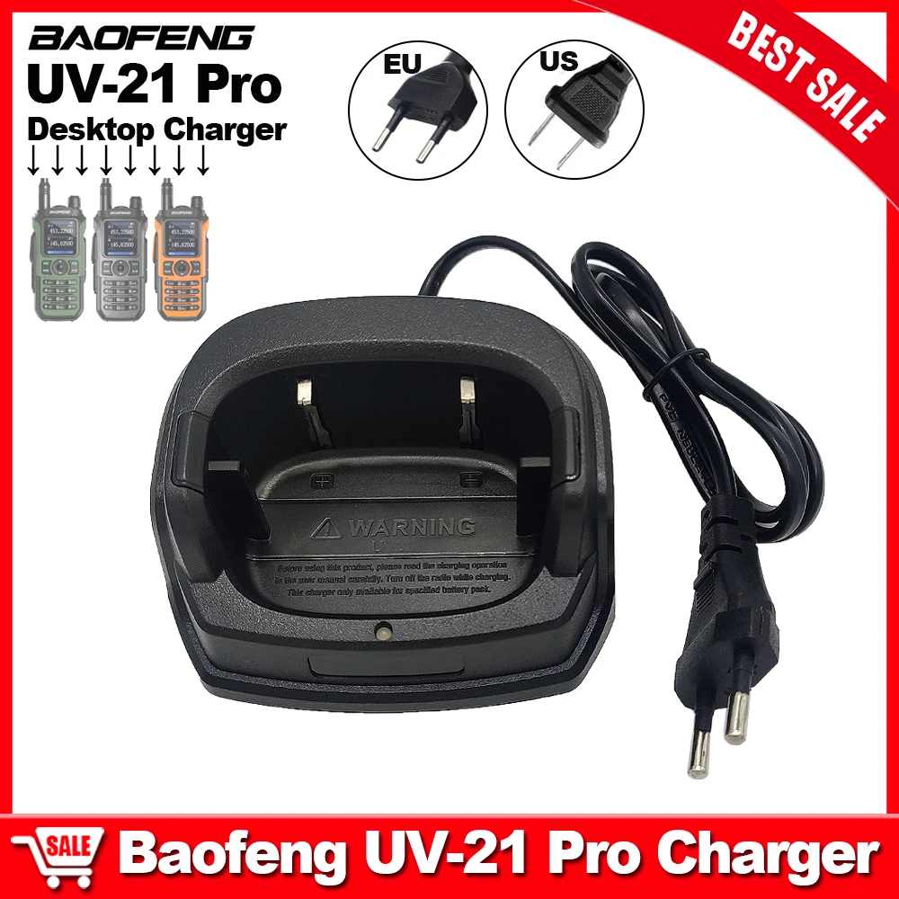 BAOFENG UV-21 Pro Original Charger Optional EU/US Plug Walkie Talkie UV-21Pro V2/V3 UV-21R Desktop Charger UV21 Radios Accessory