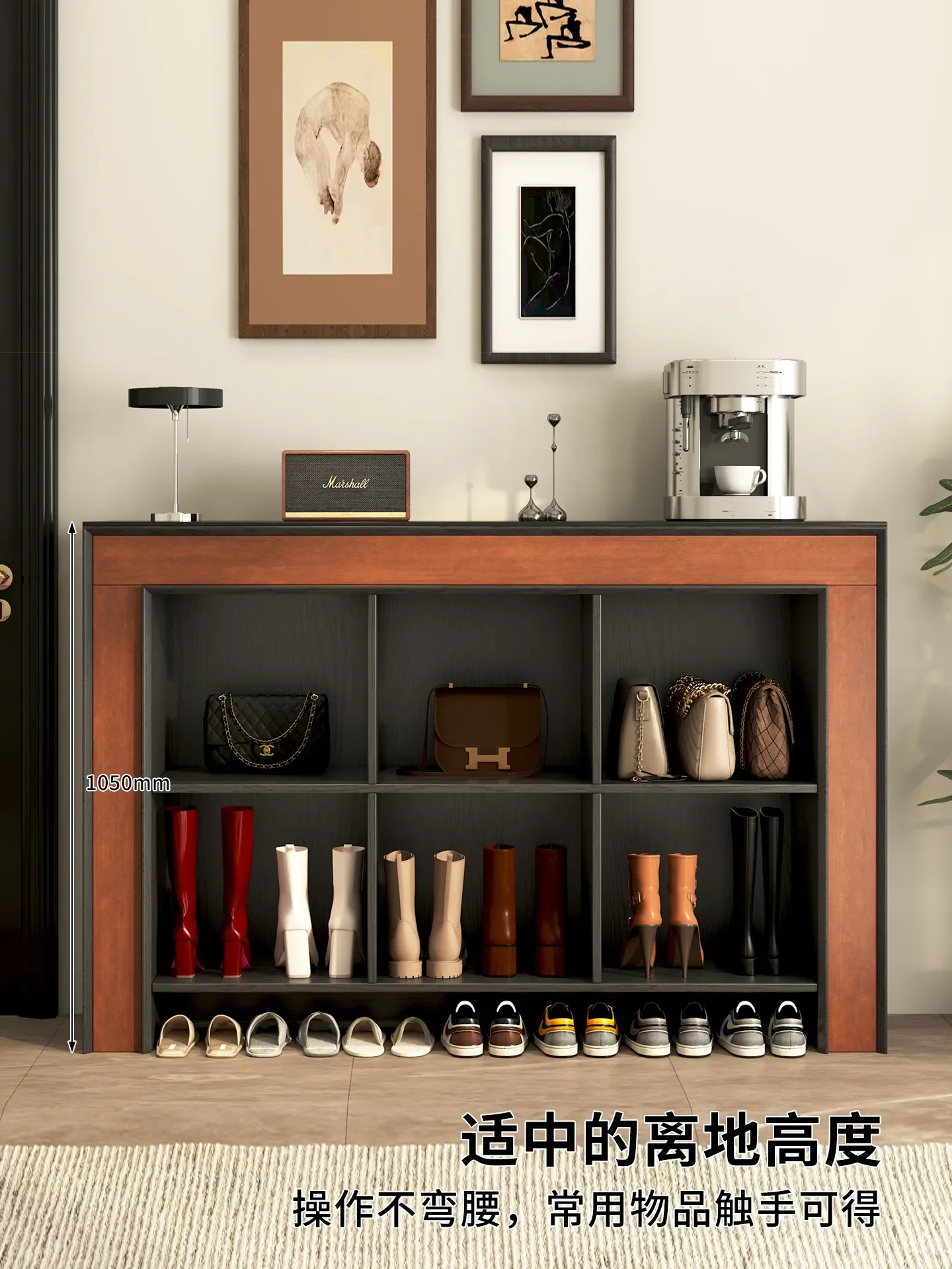 GZ-6 solid wood antique living room display open display cabinet retro large-capacity storage cabinet