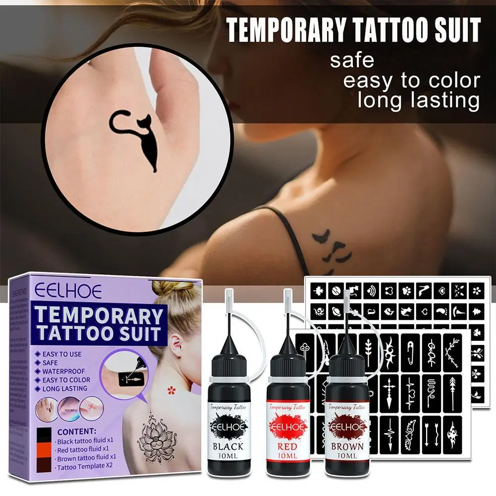 

3 PCS Juice Tattoo Liquid Waterproof Sweatproof And Colorfast Temporary Tattoo Body Painting Art Painless Skeleton Patterns