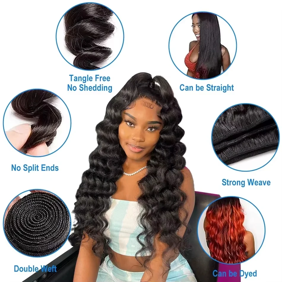 30 40 50 Polegada virgem cru solta onda profunda 100% pacotes de cabelo humano extensões de onda de água 3 4 pacote pacotes de cabelo encaracolado para mulher