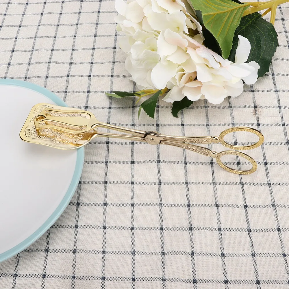 

Baking Accessories Retro Bread Tong Square Head Scissor-Shaped Handle Food Clip Multi-Purpose 9.1*2in Serving Tongs Tea Party