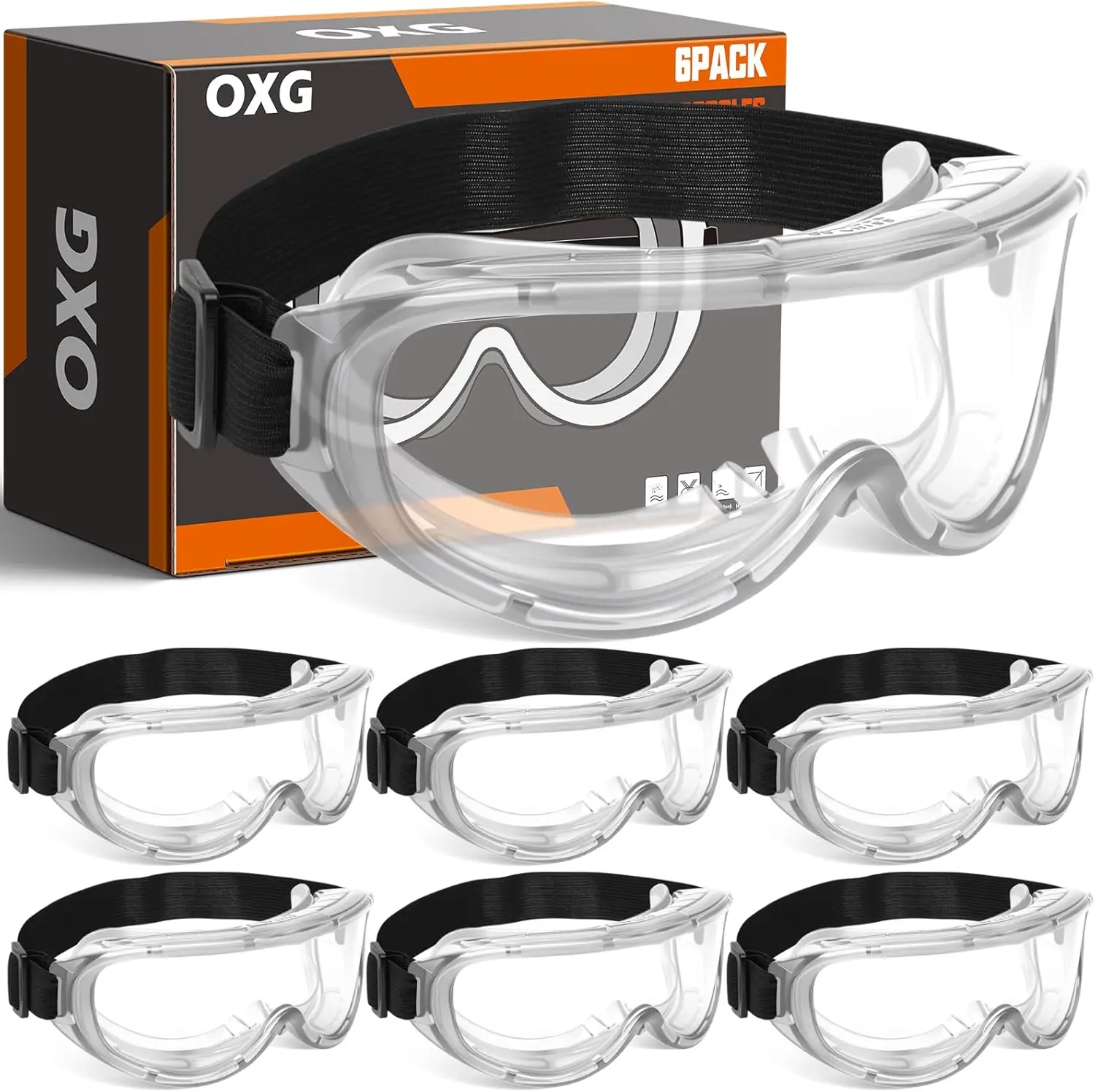 

Anti-Fog Safety Goggles, Adjustable Chemical Splash Eye Protection for Lab Work