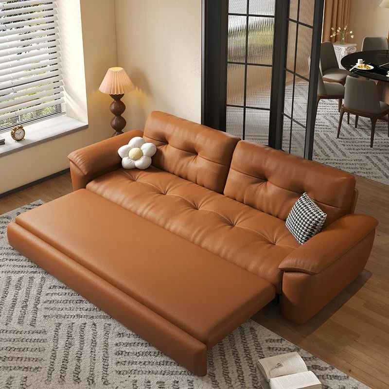 

Modern electric folding multifunctional sofa bad luxury leather folding pull-out sofa bed with storage combination