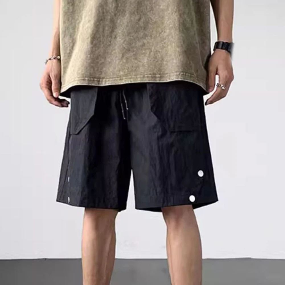 

Trendy Workwear Ice Silk Shorts All Season Wear Casual Wear Elastic Stretch Leisure Shorts Medium Waist Solid Pattern