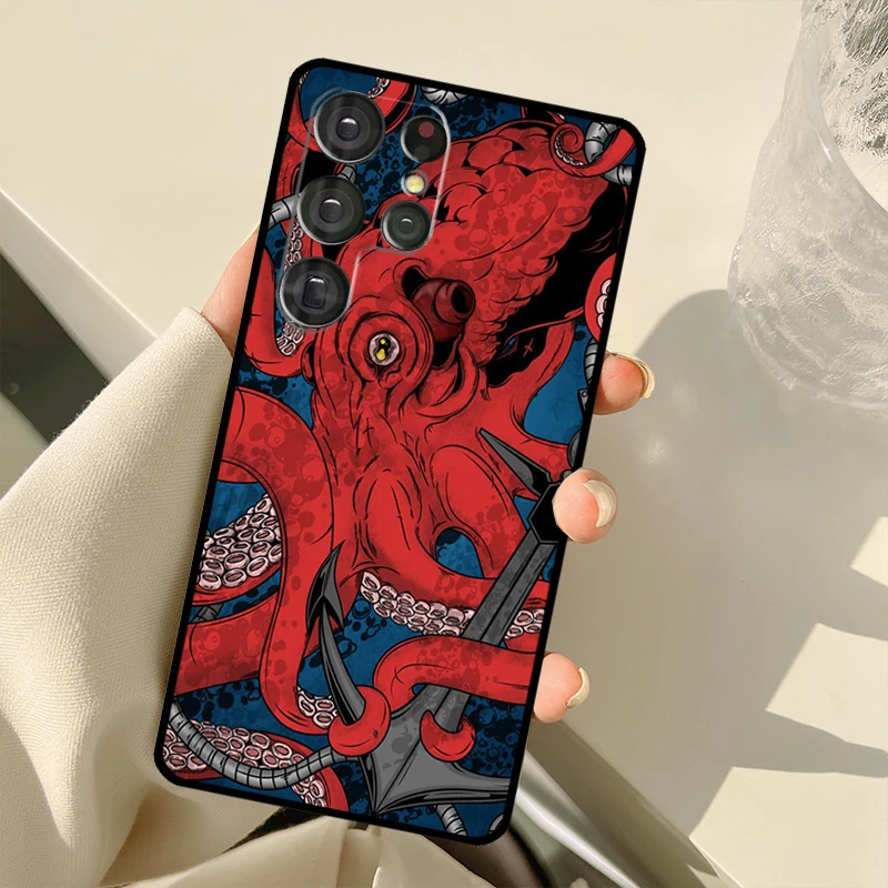 Octopus Ocean Aesthetic Case For Samsung Galaxy S23 S22 S21 Ultra Note 20 S8 S9 S10 Note 10 Plus S20 FE S21 FE Cover