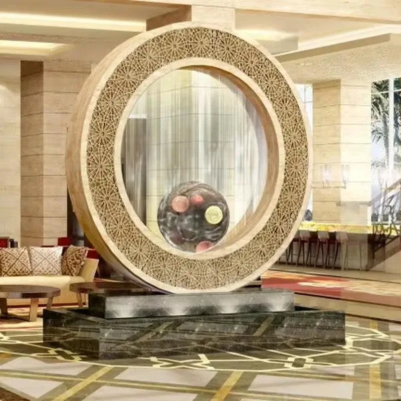 custom hand-carved marble sculpture modern outdoor garden round fountain direct sales