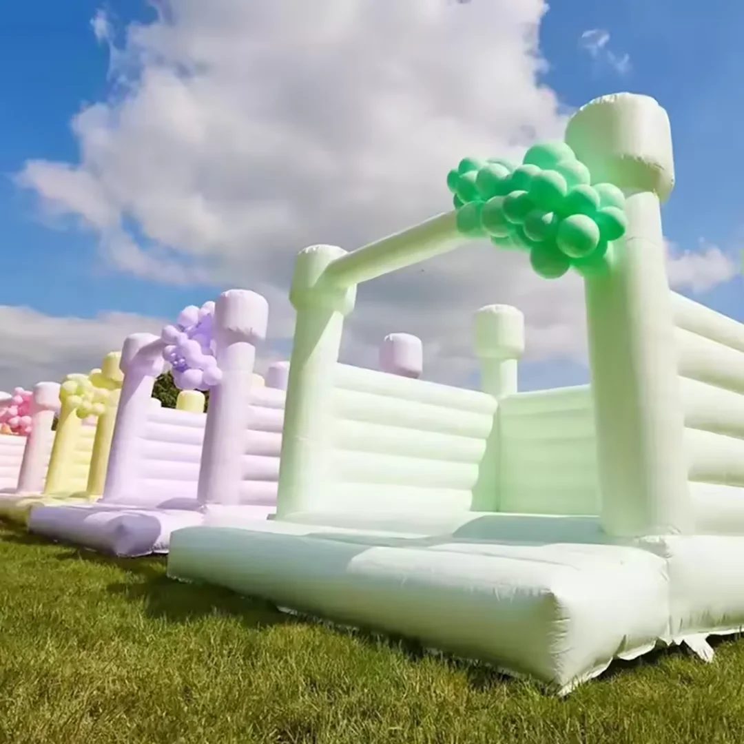 Macaron Pastel inflable boda casa de rebote blanco saltador Castillo hinchable rosa azul melocotón PVC para niños adultos al aire libre