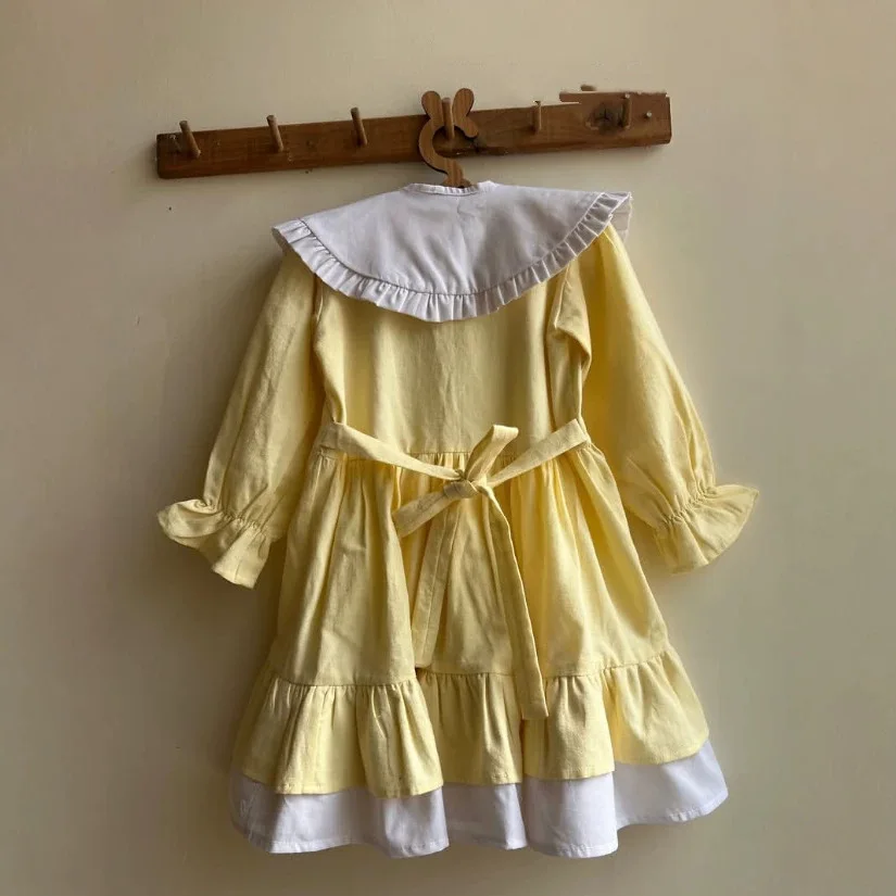 Girls Dress 2026 Spring and Autumn New Children's Clothes Girls Baby Russian Style British Flouncy Collar Palace Princess Dress