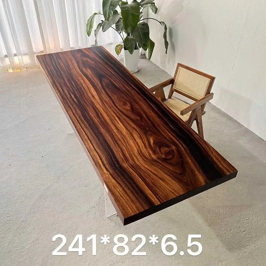 New Chinese walnut tea table dining table, South American walnut solid wood large board, size: 241-82-6