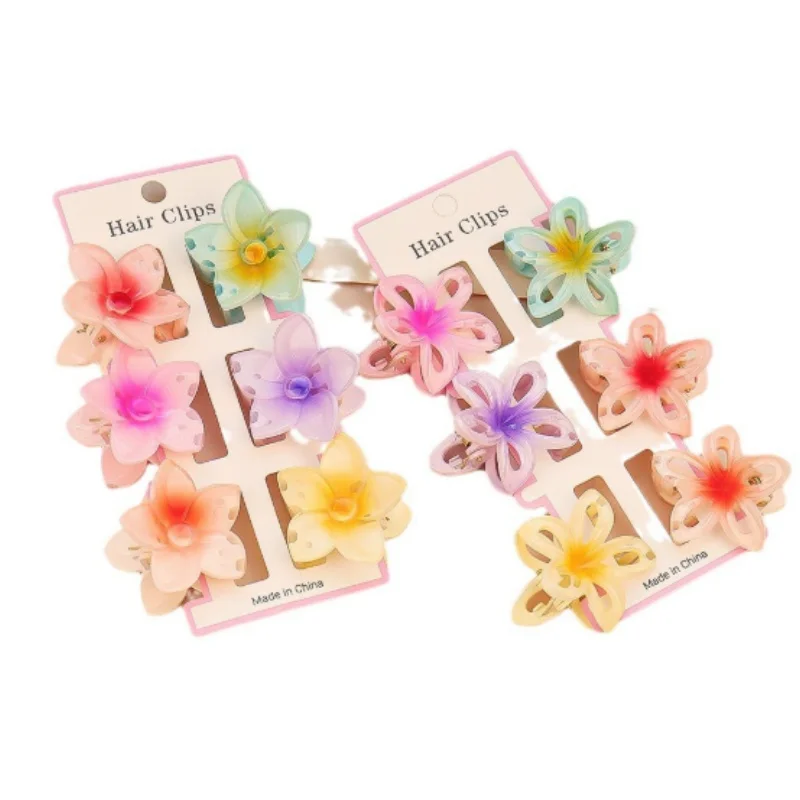 

Набор из 6 разноцветных маленьких заколок для волос в форме цветка, модные прозрачные боковые заколки-крабы, женские аксессуары для волос