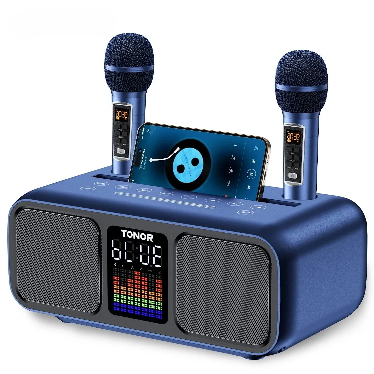 

K9 Rechargeable Portable Bluetooth Wireless Karaoke Speaker with Dual Microphones, Supports BT/AUX/USB/Type C/tf Card