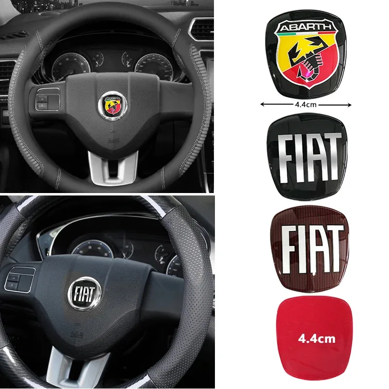 1pcs 3D 44mm car Emblem Steering Wheel Center Badge sticker Decal Styling Auto accessories For FIAT 500 Ducato Panda Grande Tipo