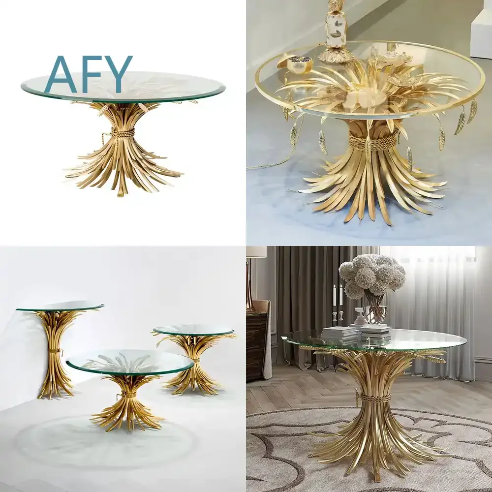 Modern Designer Glass Coffee Table with Stainless Steel Frame and Wheat Pattern Edge for Italian Style Living Room