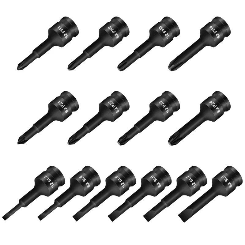 3/8'' Slotted/Cross Screwdriver Bit Sockets Sleeve Nozzles Nut Driver Set Screwdriver Set Bit Sets Tools Socket Wrench Y5GB