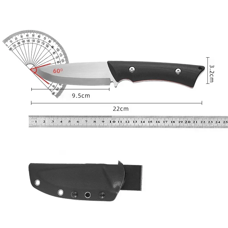 14C28N Stainless Steel Sharp Fixed Blade Knife G10 Handle Outdoor Camping Knifes Self Defense Survival Tool With Scabbard