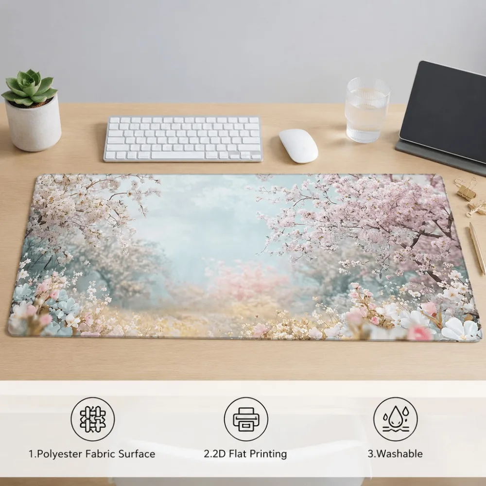 The original cherry blossom print design of the mouse pad is a simple floral table mat, suitable for office workers and students