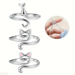 3pcs Crochet Knitting Rings, Adjustable Crochet Tension Rings, Suitable For Finger Cat Yarn Guide Knitting Crochet Hooks, Ladies