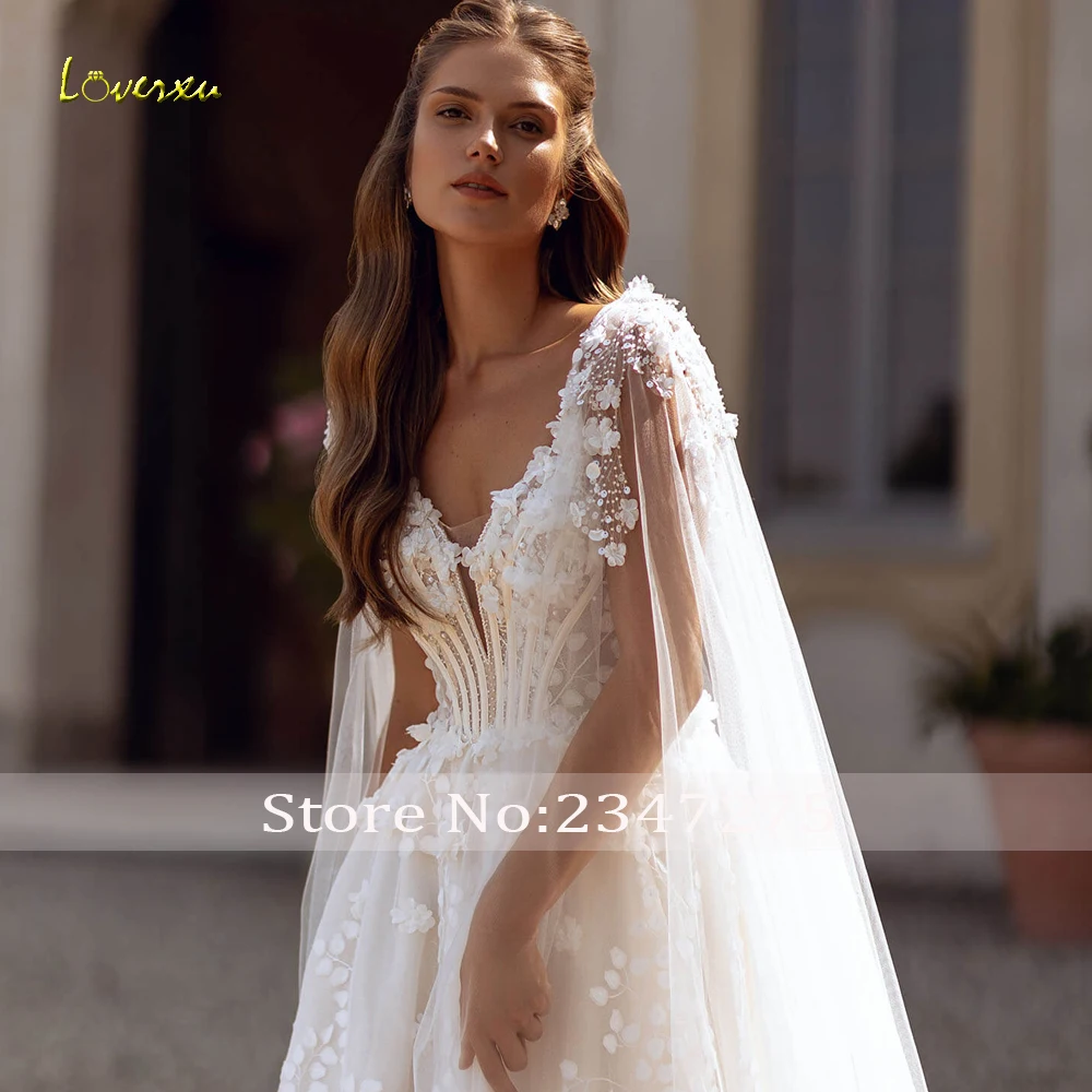 Loverxu-Vestido De Novia elegante, traje De Novia con cintas y tirantes finos, bordado, 2024