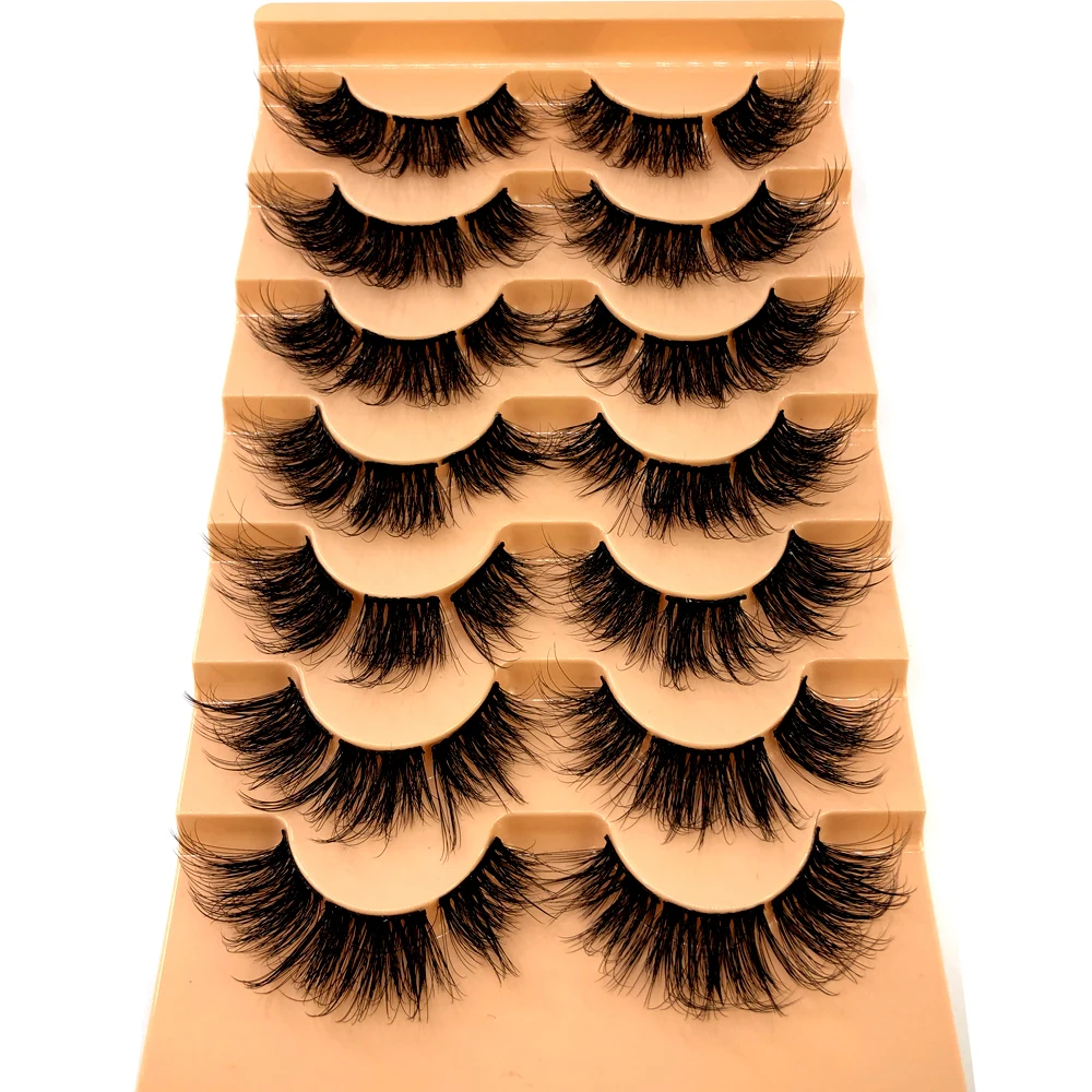 7 pares de pestañas postizas naturales segmentadas, maquillaje largo y fino, pestañas de visón 3d, extensiones de pestañas de visón