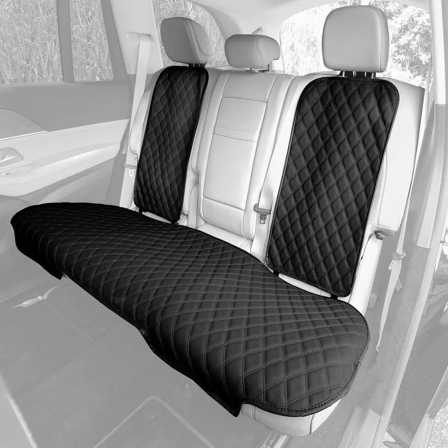 

Car Seat Cushion Rear Set Black Faux Leather Automotive Seat Cushions Universal Fit, Rear Car Seat Cushions With Nonslip Silicon