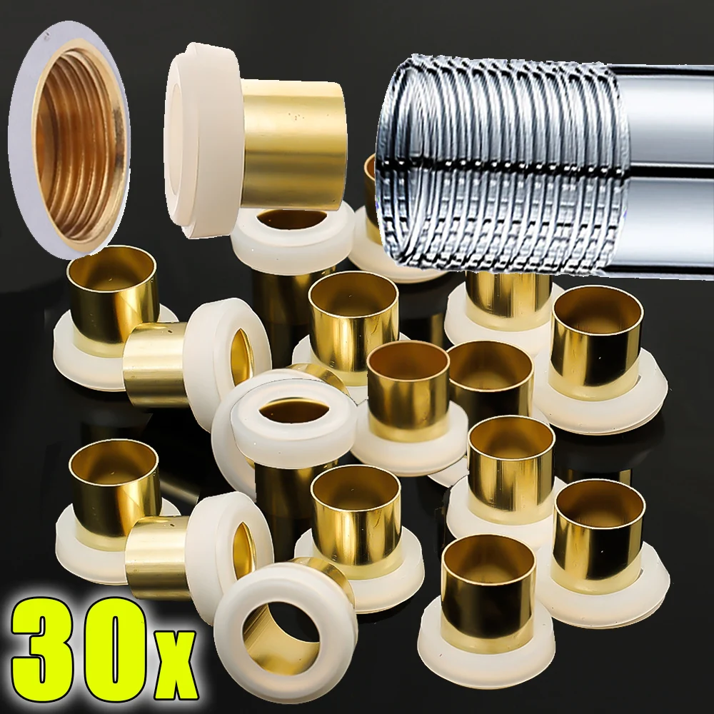 30/5Pcs Faucet Leak-proof Sealing Gaskets Copper Core Sealing Washers Triangle Valve Threaded Pipe Prevent Dripping Leakage Plug