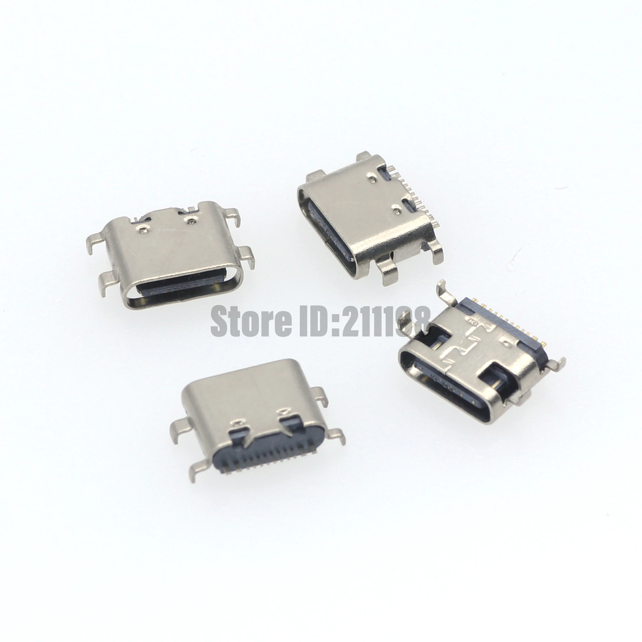 100Pcs/Lot Micro Usb Jack 3.1 Type-C 16Pin Smd 90 Degree Female Connector For Mobile Phone Charging Port Charging Socket