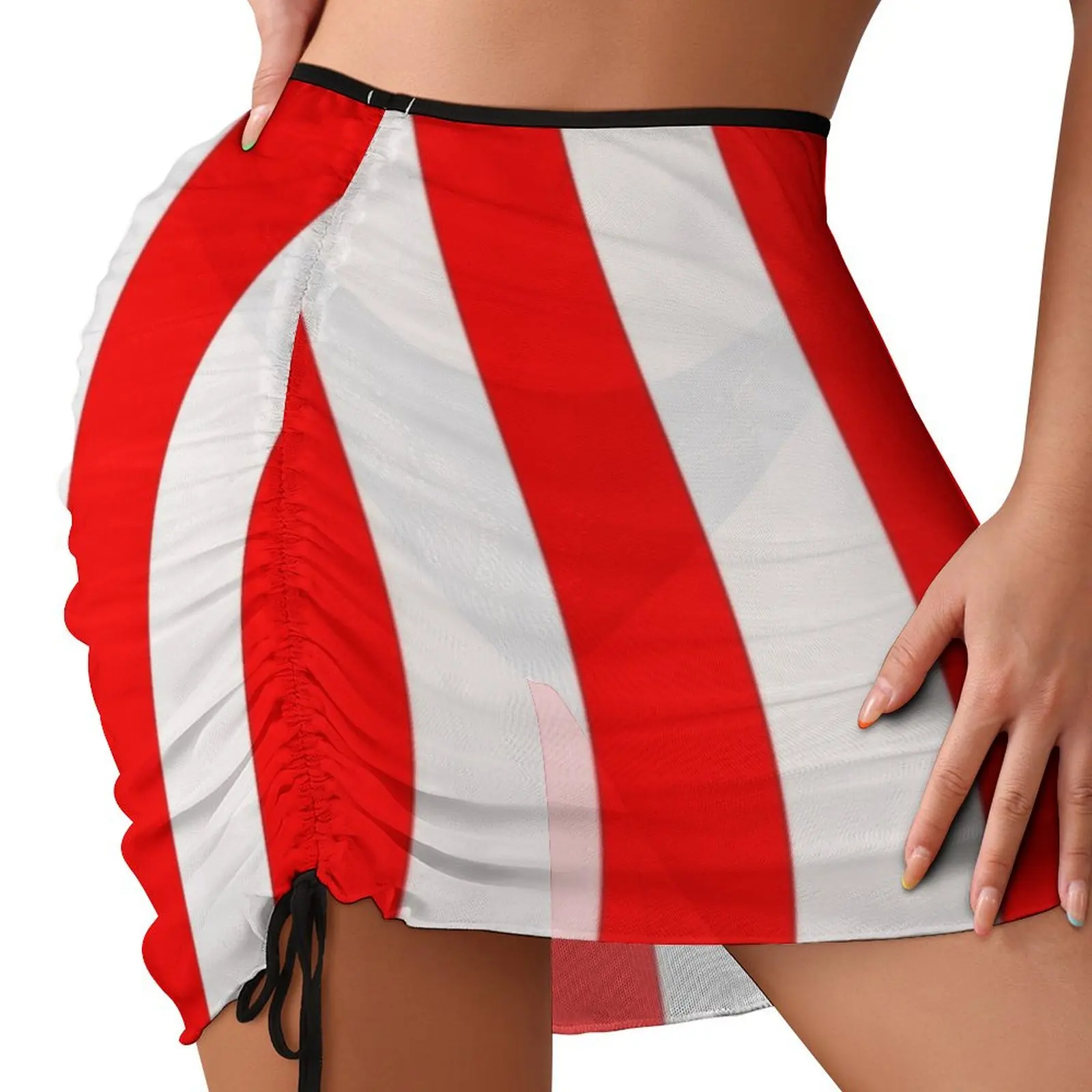 Red and white stripes - Pixel Field Series design Beach Skirt fairy grunge new in external clothes