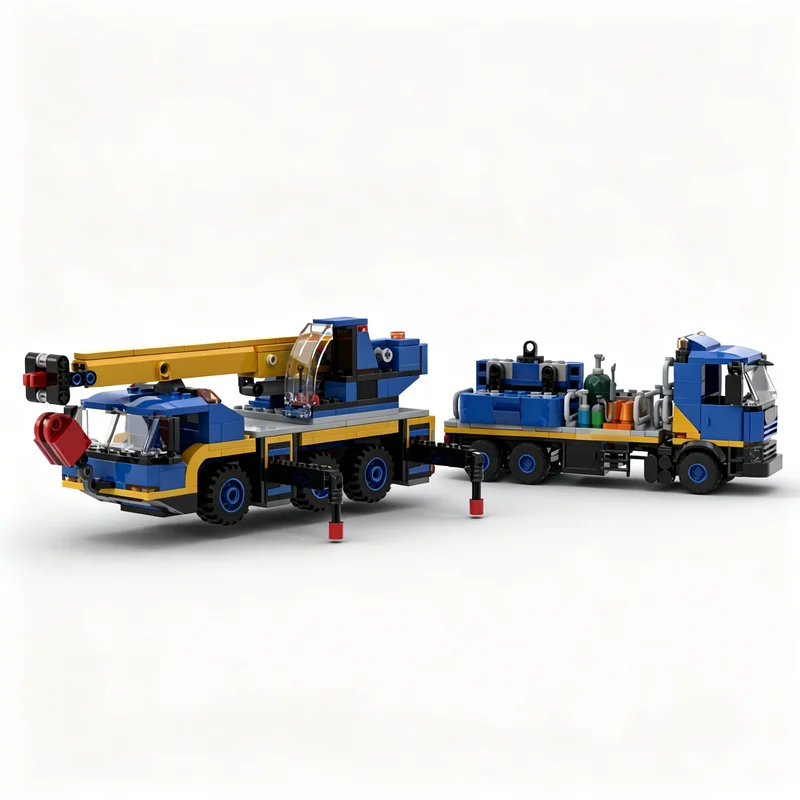 627pcs MOC Mobile Crane Support Vehicle Two City Construction Model Building Blocks Architecture Toy Christmas Gifts Brick Kids