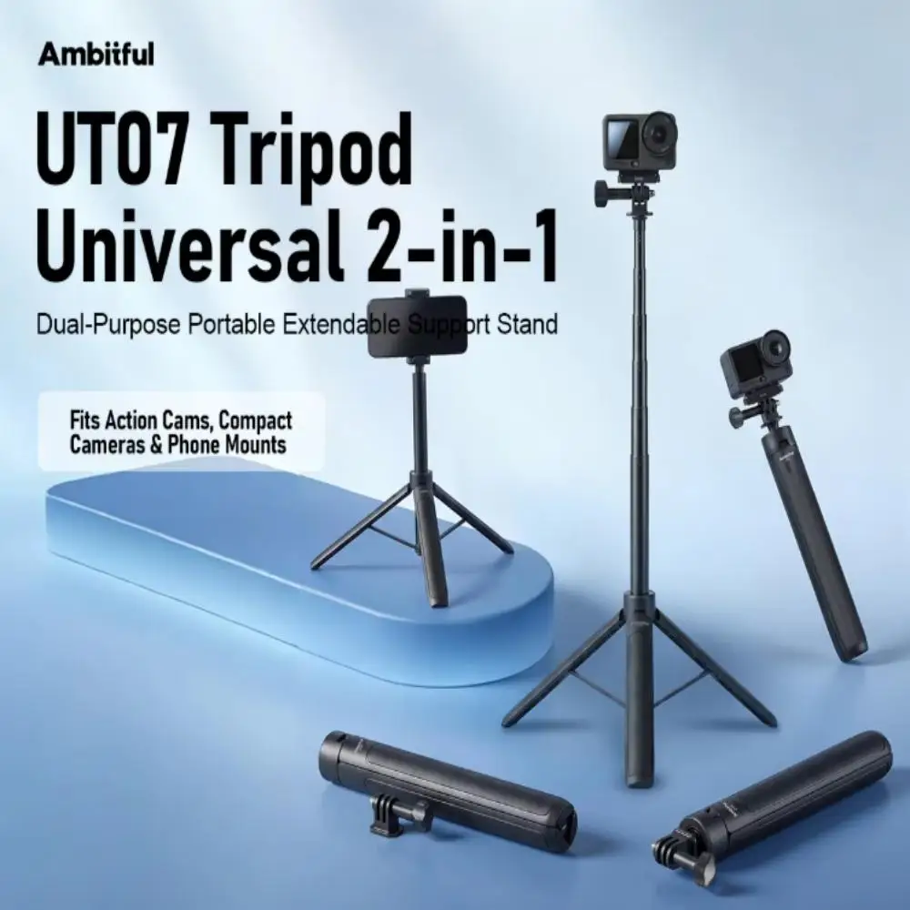 Ambitful UT07 compatible avec DJI Action 4/5/6, perche à selfie portable et support de caméra d'action pour trépied Pocket 3/4