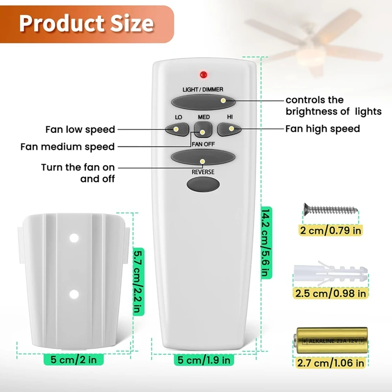 Control remoto del ventilador de techo, control remoto del ventilador con atenuador de luz de marcha atrás de batería UC7078T CHQ8BT7078T CHQ7078T