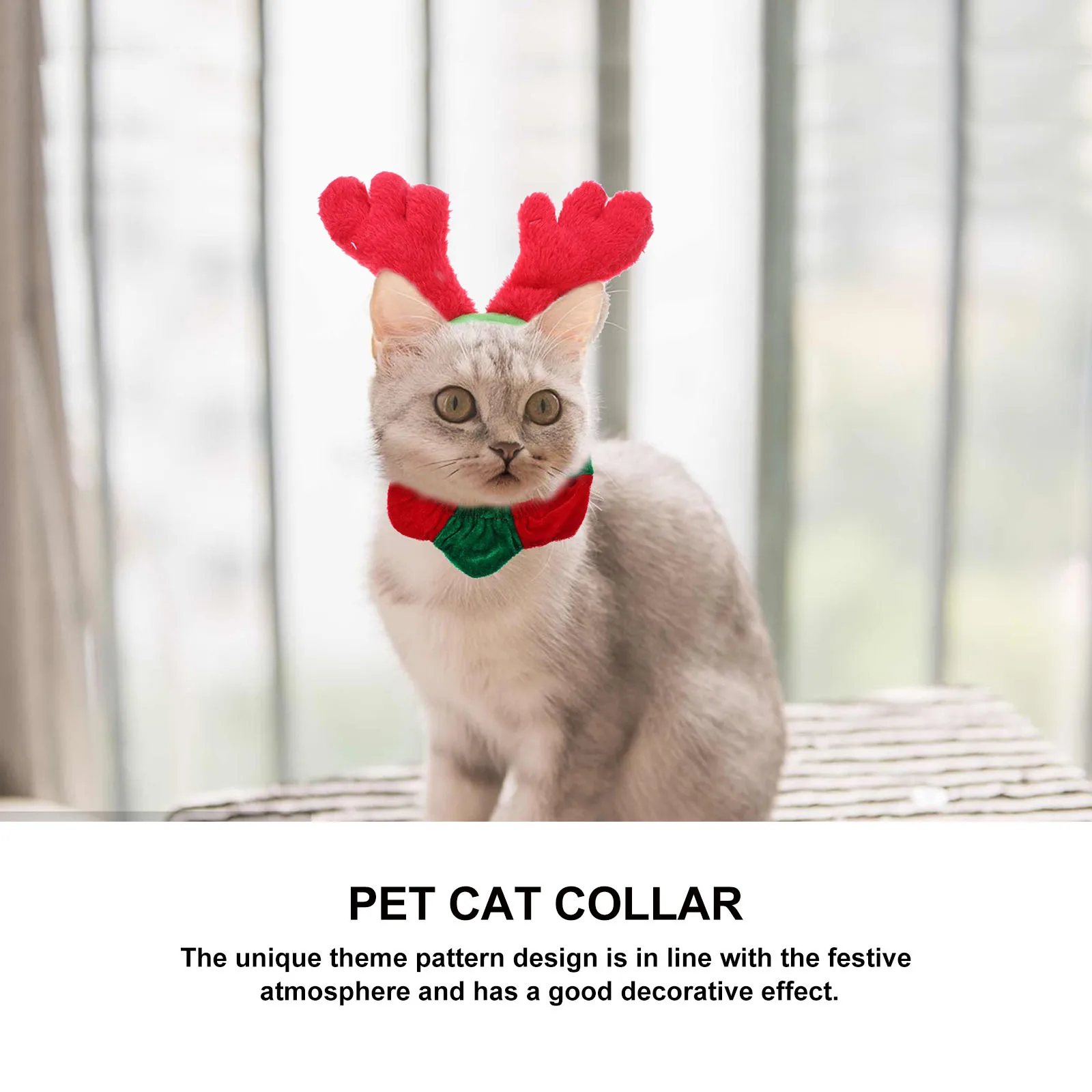 

2Pcs Christmas Pet Reindeer Antlers Headband Soft Cat Dog Neck Collar Holiday Pet Headwear Festive Elk Headband
