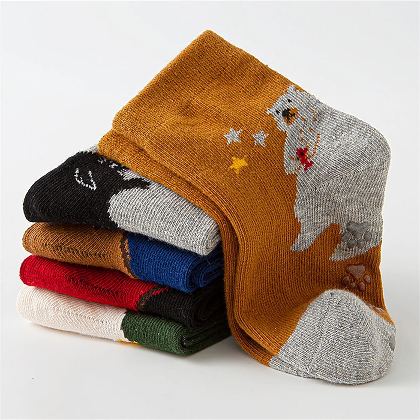 5 أزواج من الجوارب اللطيفة بأنماط دب البطريق الكرتونية للأطفال الأولاد والأطفال، مسامية، مريحة، مرنة للغاية، sw #4