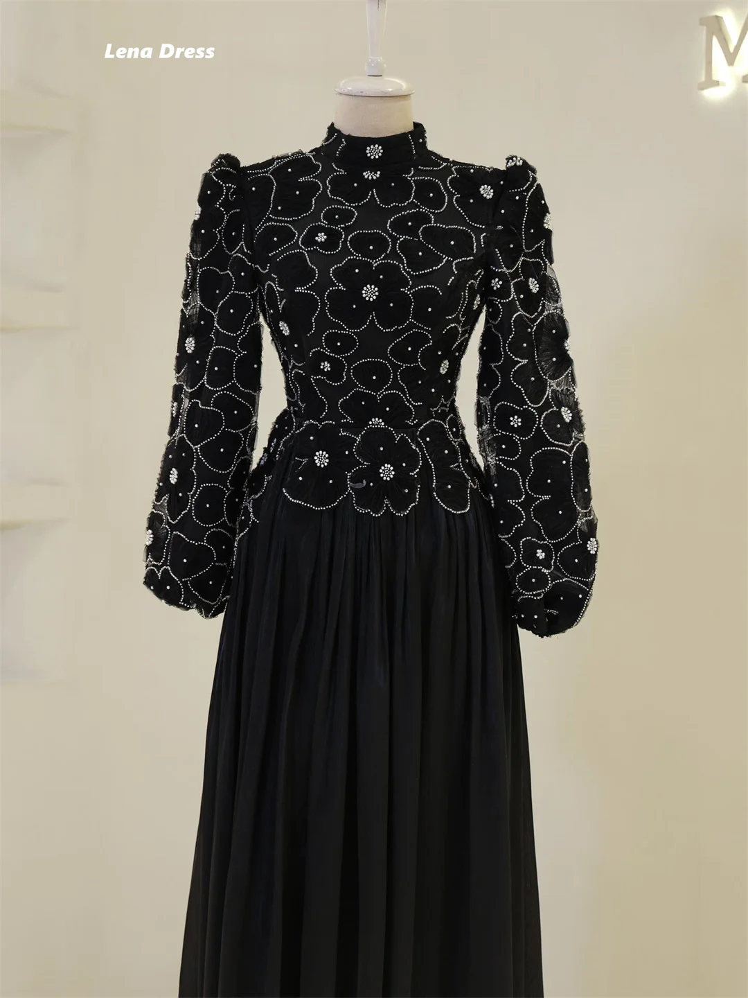 Lena Maßgeschneiderte Ballkleider 2025, luxuriöses Ballkleid mit langen Ärmeln, sehr luxuriöse Abendkleider, hochwertige, hochwertige Party