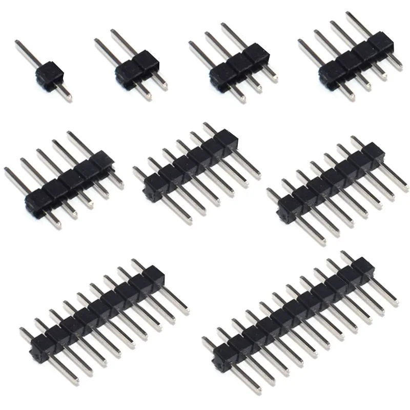 10PCS 2.54mm single row pin, double row pin 1×2x 2/3/4/5/6/7/8/9/10/12/14/16/40p socket straight pin connector