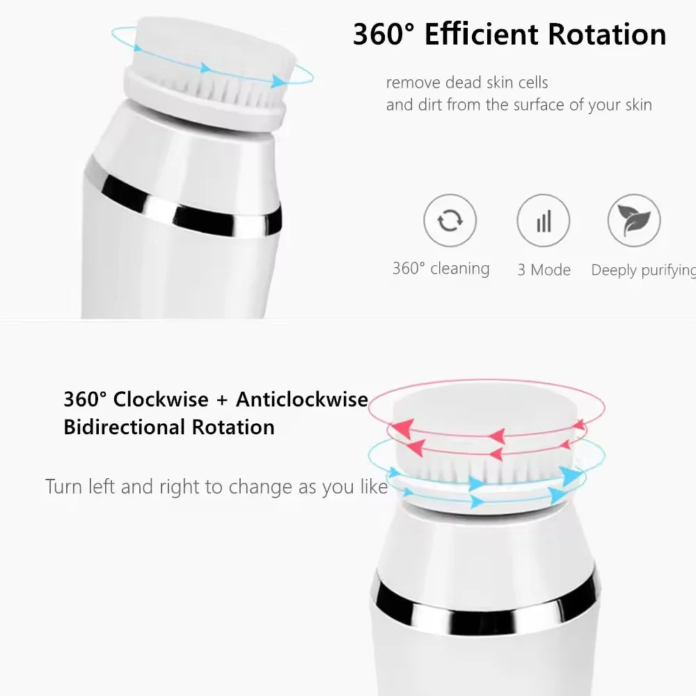 4-in-1 elektrische gezichtsreinigingsborstel Waterdicht IPX7 Gezichtsmassager Reinigingsapparaat voor diepe reiniging Verwijdering Mee-eterporie