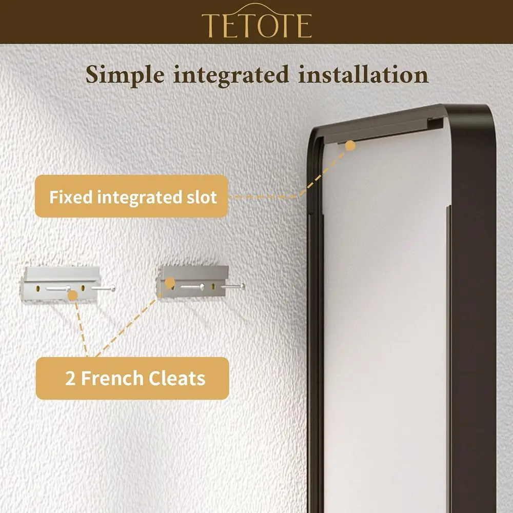 30 x 36インチのモダンファームハウスウォールミラー、マットブラックフレームと強化ガラス、縦掛けまたは横掛け可能