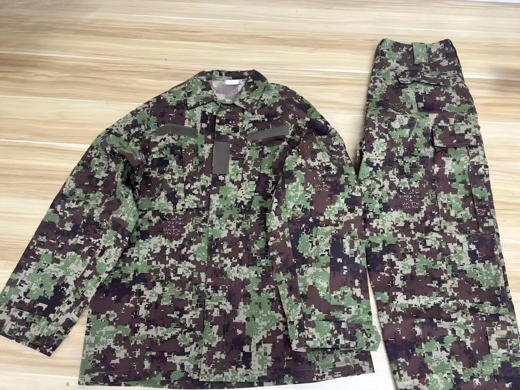 ACU Camouflage Workwear Top And Pants Set, Breathable, Wear-Resistant, Tear Resistant,Loose Lapel, Velcro Jacket
