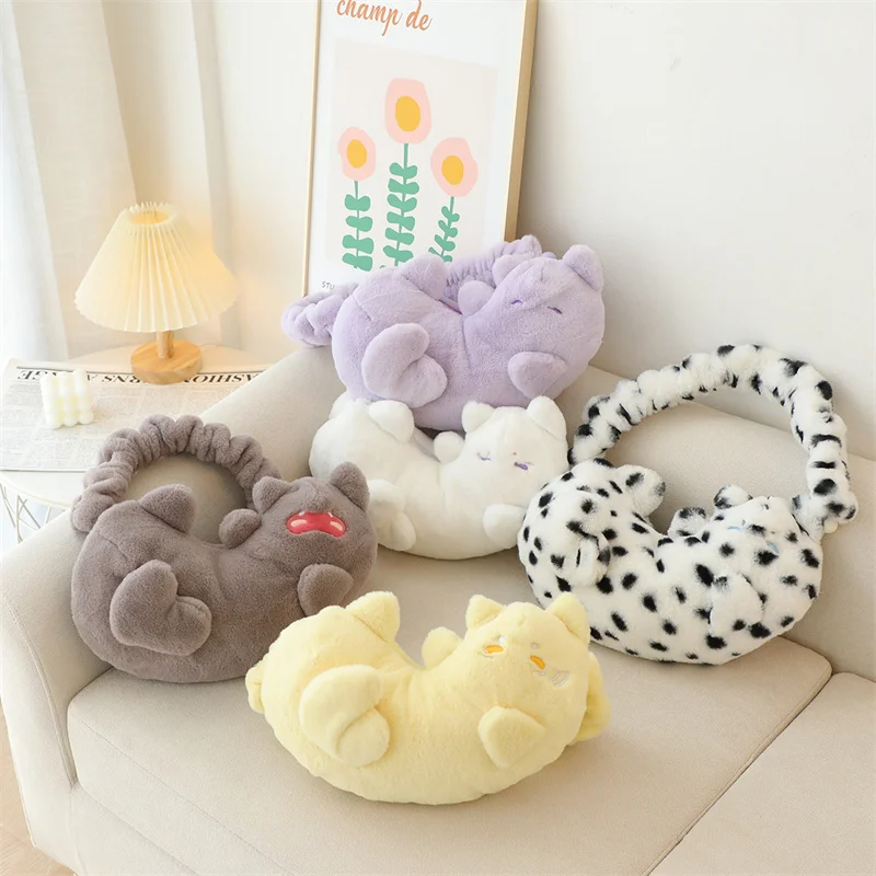 35x22cm Kawaii Sleeping Cat Shoulder Bag Plushie Peluche Cartoon Pet Animal Wallet Purse for Girls Ladies Fashion Accessory Gift