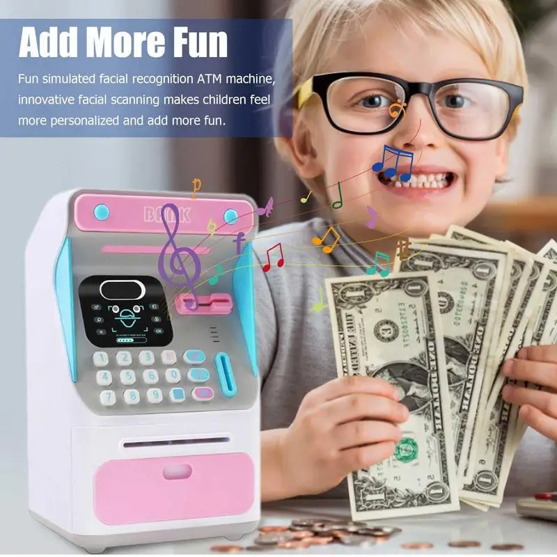 Electronic Face Recognition Piggy Bank With Code Lock Face Recognition Money Safer ATM Money Deposit Box For Kid Toy Birthday