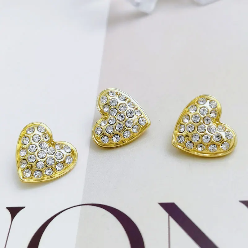 Herzförmige Strassknöpfe Gold Silber Hoher Schaft 6 Stück Bling Shabby Chic Nähen Handwerk für Bluse Kleid Hemd 15,3 mm Neu – Detail 4