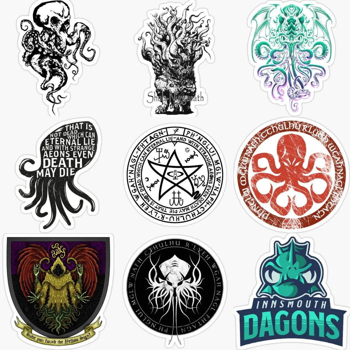 Cthulhu Great Old Ones Octopus Monster Tentacles Sticker for Decorate Table Fridge Car Bicycle Window Helmet Bumper Decal