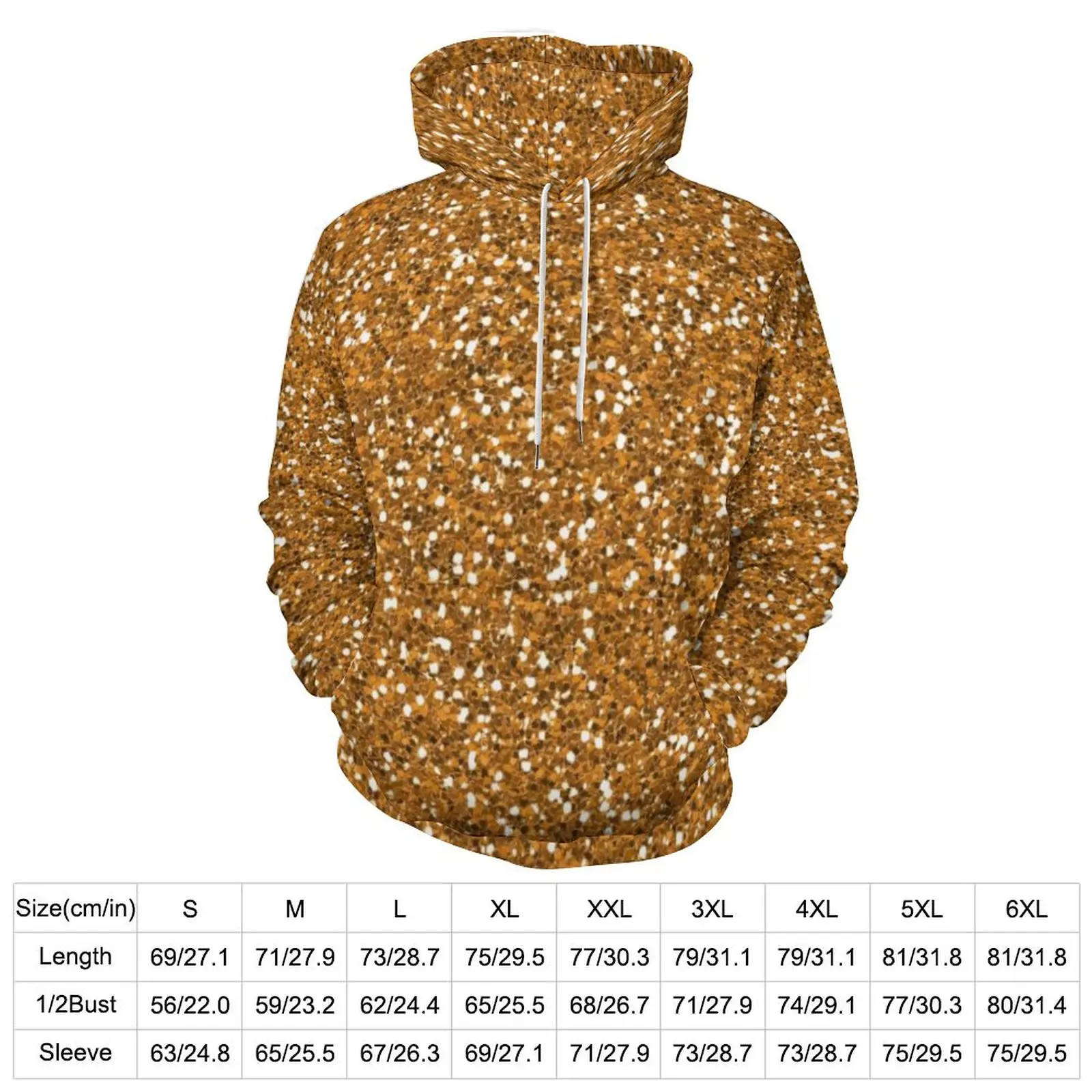 Bling Sparkle Loose Hoodies Gold Glitter Print Kawaii Pullover Hoodie Male Long Sleeve Oversized Street Wear Graphic Top