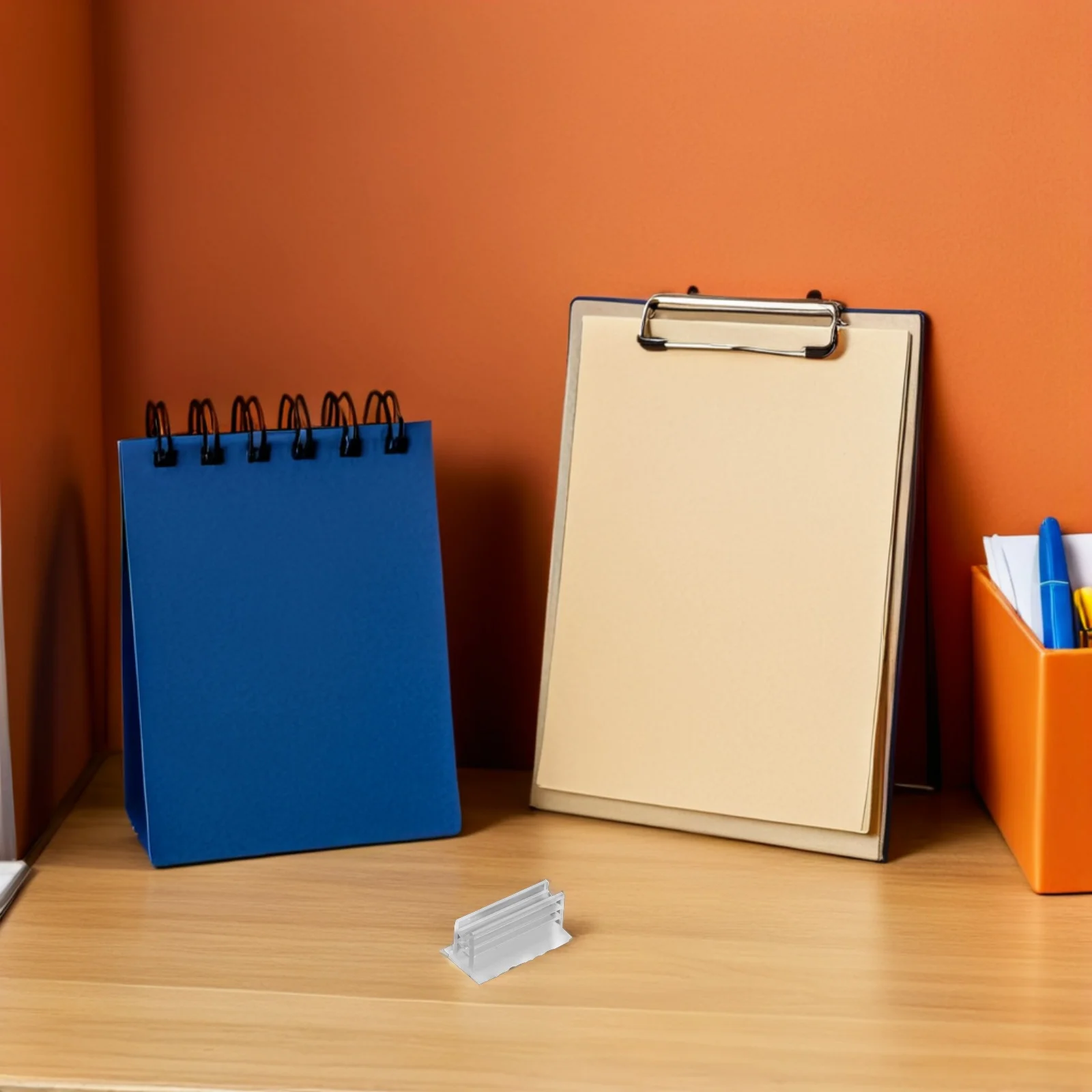 

100Pcs Plastic Business Card Holder Self Adhesive Mini Desk Organizer Stand Desktop Office Restaurant Meeting Event