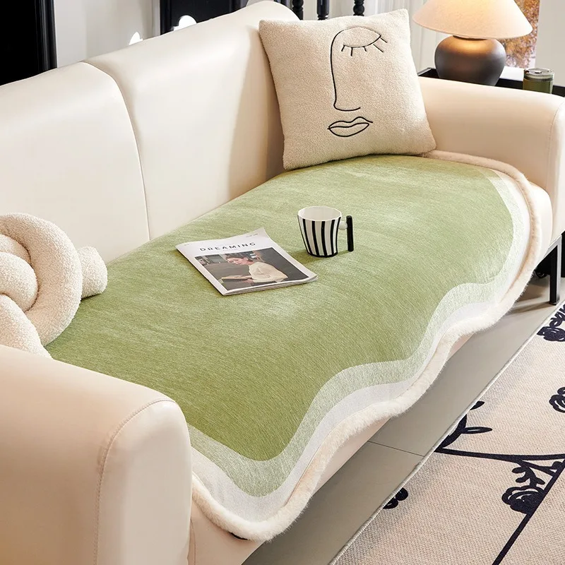 Super Soft Plush Sectional Sofa Covers Fuzzy Furry Non Slip Sofa Slipcover Furniture Protec Irregularity Cushion Carpet