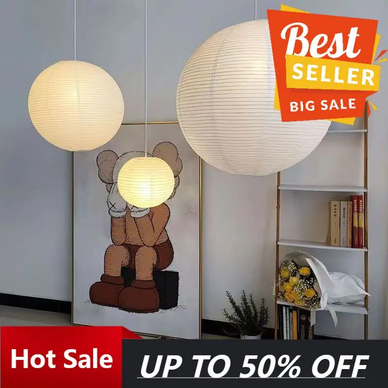 

Wabi Sabi Round Rice Paper Chandelier Room Decor Fixture Japanese Style Pendant Lamp Study Cafe Dining Bedroom Led Hanging Light