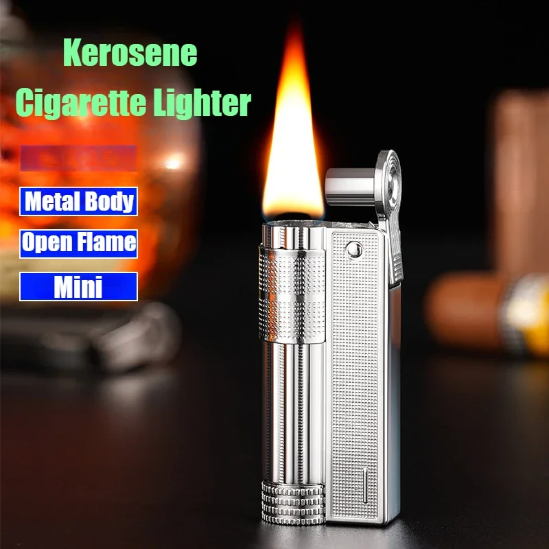

2025 New Metal Antique Cigar Igniter Kerosene Lighter Windproof Grinding Wheel Open Fire Cigarette Lighters & Smoking Accessorie