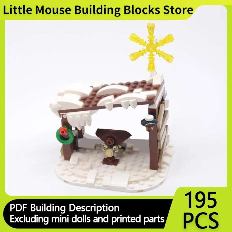 

Street View Model MOC Building Bricks Winter Village Nativity Scene Modular Technology Gifts Holiday Assemble Children Toys Suit