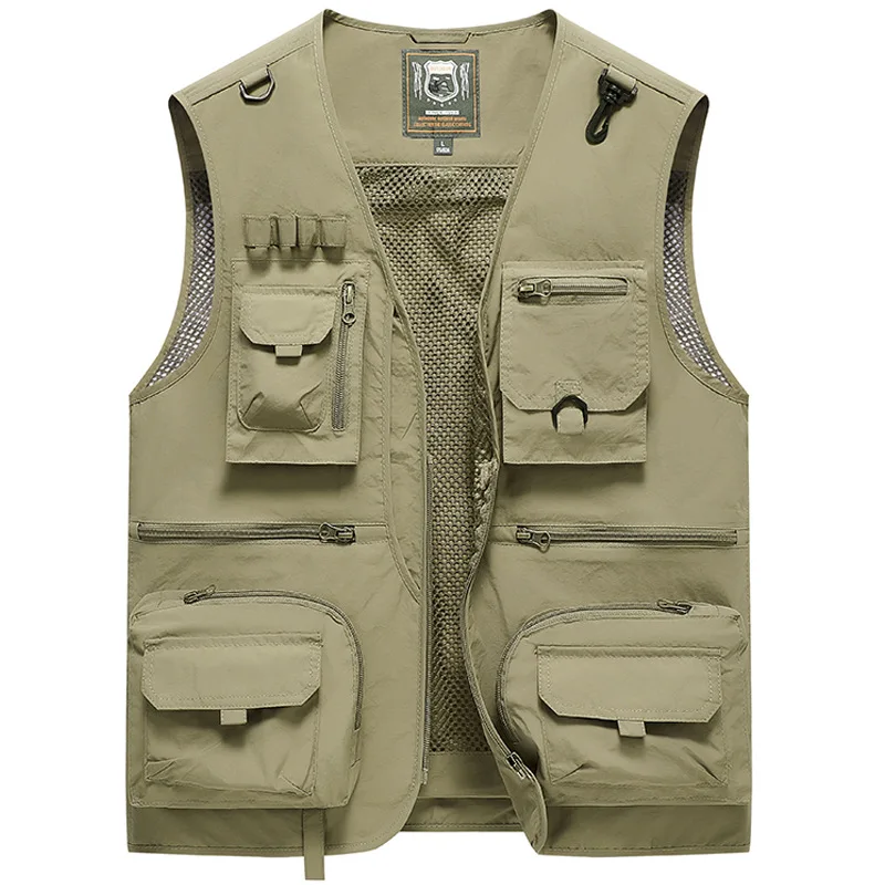 Summer Men's Multi-pocket Vest Casual Quick Dry Photography Sleeveless Jacket Breathable Fishing Mesh Waistcoats Men Clothing