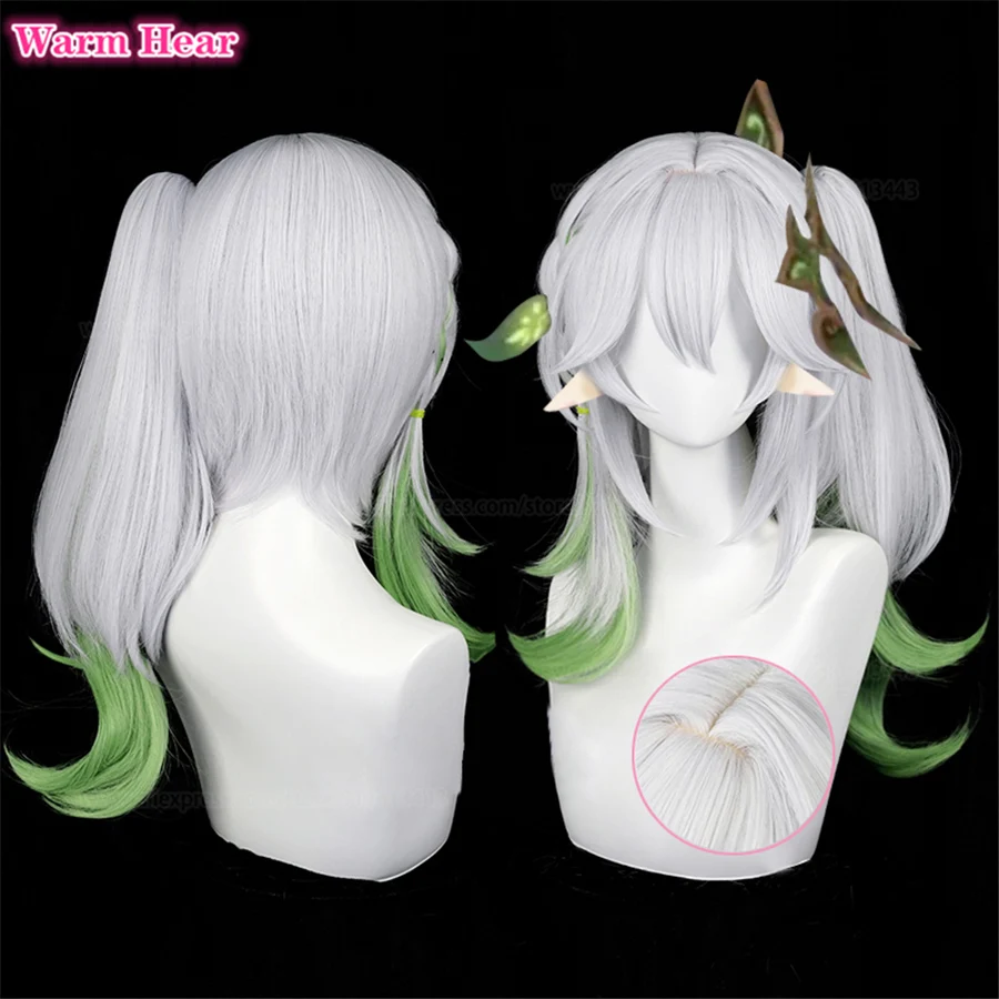 

Sumeru Nahida Cosplay Wig 60cm Long Clip Ponytail Gradient Ombre Wig Game Heat Resistant Hair Wigs + a wig cap