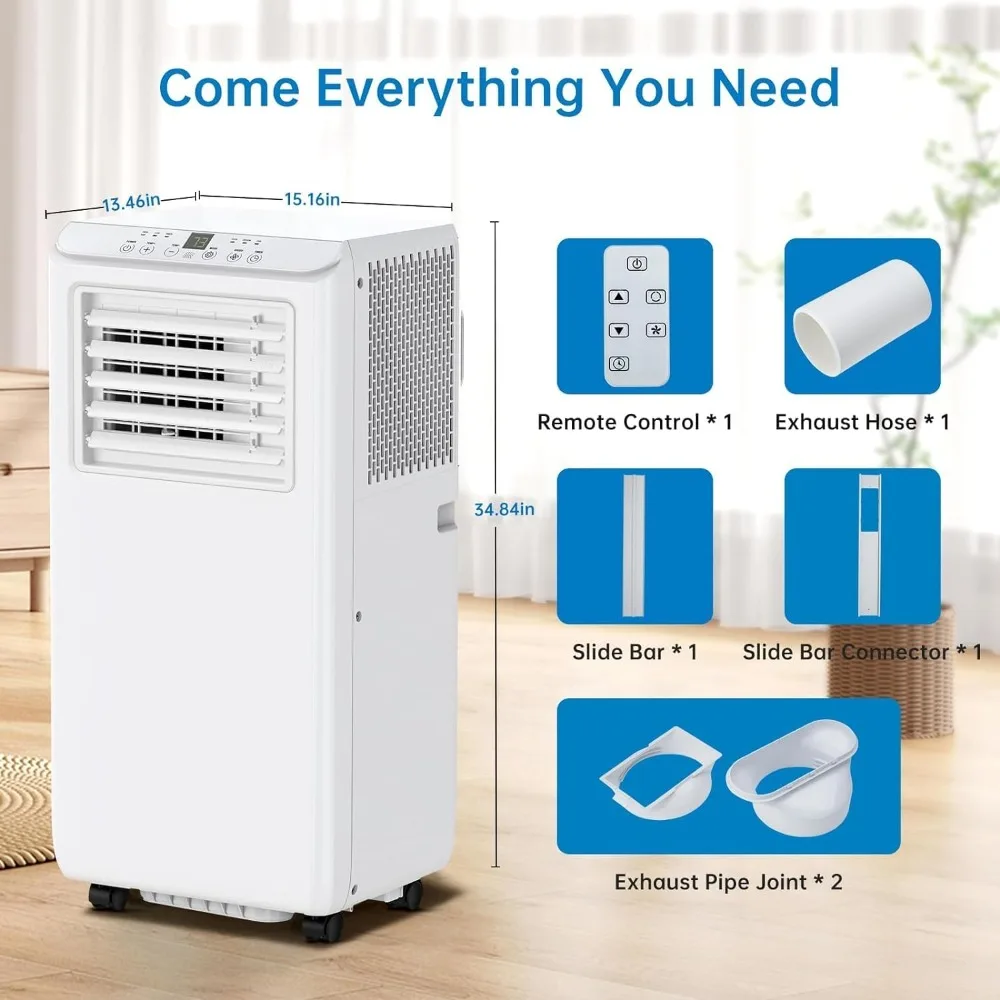 2024 New 8000 BTU Portable Conditioners, Portable AC with Remote Control for Up To 350 Sq.Ft, 3-in-1